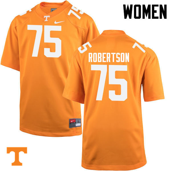 Women #75 Jashon Robertson Tennessee Volunteers College Football Jerseys-Orange - Click Image to Close